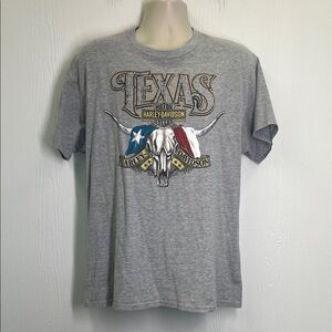 Harley Davidson - 2015 Pasadena Texas Skull American Flag Harley T Shirt Size L